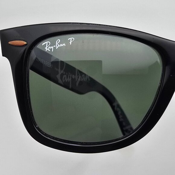 Ray-Ban RB2140 1112/58 Wayfarer Black on Blue Text Polarized G-15 Sunglasses - Picture 16 of 16